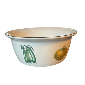 vintage Pfaltzgraff Farmers Market serving bowl with silver edging